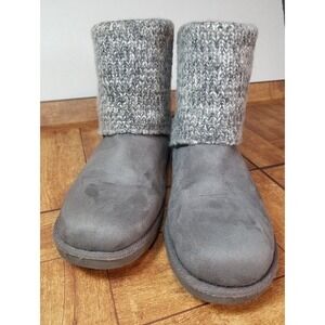 Makakula Dolce‎ Knitted Top Laceup Back Faux Fur/Suede  Bottom Gray Low Boot 7M